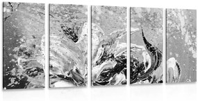 Εικόνα 5 τμημάτων μοντέρνες ζωγραφισμένες παιώνιες σε ασπρόμαυρο - 100x50