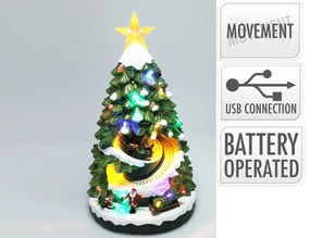 Διακοσμητικό Χριστουγεννιάτικο Δέντρο με φωτισμό, κίνηση και διαστάσεις 21x22.5x38.8cm