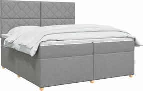 vidaXL Κρεβάτι box spring με στρώμα Ανοιχτό γκρι 200 x 200 cm Ύφασμα