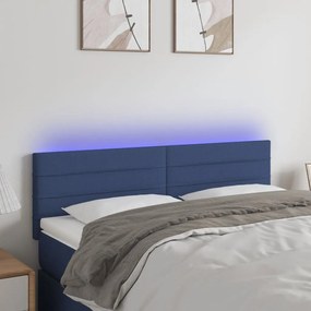 Κεφαλάρι Κρεβατιού LED Μπλε 144x5x78/88 εκ. Υφασμάτινο 3121756