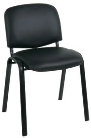 ΕΟ550,16 SIGMA Καρέκλα Γραφείου Επισκέπτη, Μέταλλο Βαφή Μαύρο, PVC Μαύρο  57x57x79cm / Σωλ.40x20/1.2mm Μέταλλο/PVC - PU, , 6 Τεμάχια