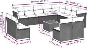 vidaXL Σετ Καναπέ Κήπου 13τεμ Μπεζ Συνθ. Ρατάν με Μαξιλάρια