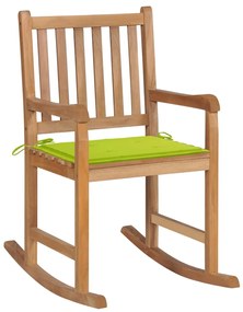 Πολυθρόνα Κουνιστή από Μασίφ Ξύλο Teak με Λαχανί Μαξιλάρι
