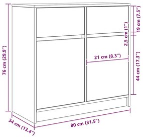 Συρταριέρα με Συρτάρια Τεχνίτης Δρυς 80x34x76 εκ. Επεξ. Ξύλο - Καφέ