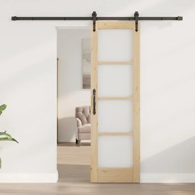 vidaXL Συρόμενη Πόρτα Καφέ 61 x 198.5 εκ. Ξύλο και μέταλλο