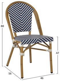 Καρέκλα Bamboo Look Μπλε-Λευκό 46x56x88 Υ Εκ.