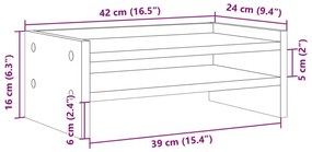 Βάση Οθόνης Αρτισιανή Δρυς 42x24x16 εκ. από Επεξ. Ξύλο - Καφέ