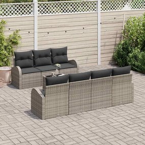 vidaXL Σετ Καναπέ Κήπου 8 pcs Γκρι Πολυεστέρας, Ρατάν και Γυαλί