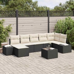 vidaXL Σετ Καναπέ Κήπου με μαξιλάρι 8 pcs Μαύρο Πολυ ράταν