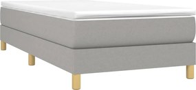 vidaXL Κρεβάτι Boxspring με Στρώμα Ανοιχτό Γκρι 90x190 εκ. Υφασμάτινο