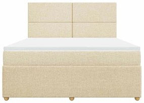 vidaXL Κρεβάτι Boxspring με Στρώμα Κρεμ 180x200 εκ. Υφασμάτινο