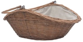 286988 Firewood Basket with Handle 60x44x55 cm Natural Willow - Καφέ