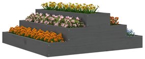 vidaXL Ζαρντινιέρα Γκρι 80 x 80 x 27 εκ. από Μασίφ Ξύλο Πεύκου