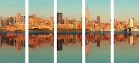 Εικόνα 5 μερών μιας γοητευτικής Νέας Υόρκης στην αντανάκλαση στο νερό - 100x50