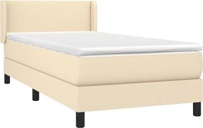 vidaXL Κρεβάτι Boxspring με Στρώμα Κρεμ 90x200 εκ.Υφασμάτινο
