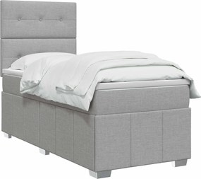vidaXL Κρεβάτι box spring με στρώμα Ανοιχτό γκρι 100 x 200 cm Ύφασμα