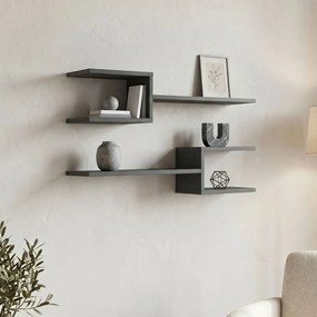 Ραφιέρα τοίχου Galler pakoworld ανθρακί 79x19.5x18εκ