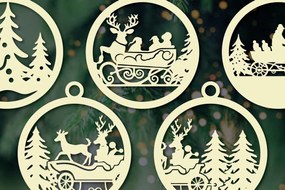 Σετ των 3 Intra απο ξύλο plywood 3mm-4mm πάχος Χριστουγεννιάτικα στολίδια Cut Δίασταση 8x8 cm INTRAFABR-80788228