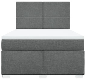 Κρεβάτι Boxspring με Στρώμα Σκούρο Γκρι 140x200 εκ Υφασμάτινο - Γκρι