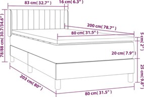vidaXL Κρεβάτι Boxspring με Στρώμα Σκούρο Καφέ 80x200 εκ. Υφασμάτινο