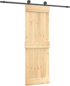 vidaXL Συρόμενη Πόρτα Φυσικό και Μαύρο 70 x 210 cm