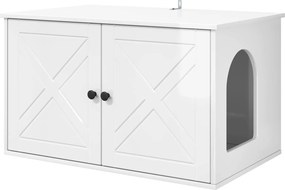 vidaXL Σπίτι Γάτας Λαμπερό Λευκό 85 x 55 x 50,5 εκ Επεξεργασμένο Ξύλο