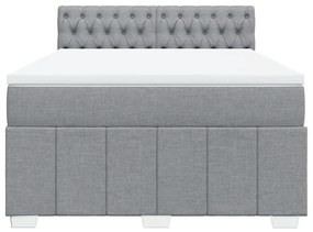 Κρεβάτι Boxspring με Στρώμα Ανοιχτό Γκρι 140x200 εκ. Υφασμάτινο - Γκρι