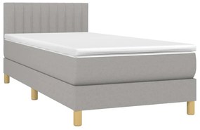 Κρεβάτι Boxspring με Στρώμα &amp; LED Αν.Γκρι 80x200 εκ. Υφασμάτινο - Γκρι