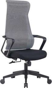 BF2990  Πολυθρόνα Γραφείου Διευθυντή, Mesh Γκρι, Ύφασμα Μαύρο   1τμχ