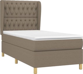 vidaXL Κρεβάτι Boxspring με Στρώμα Taupe 90x190 εκ.Υφασμάτινο
