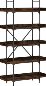 vidaXL Βιβλιοθήκη 5 Επιπέδων Καπνιστή Δρυς 100x33x180,5 εκ. Επεξ. Ξύλο