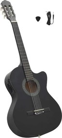 vidaXL Κιθάρα Western Classical Cutaway Μαύρη με Ισοσταθμιτή 6 Χορδές