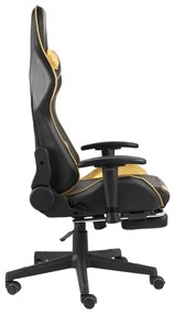 vidaXL Καρέκλα Gaming Περιστρεφόμενη με Υποπόδιο Χρυσή PVC