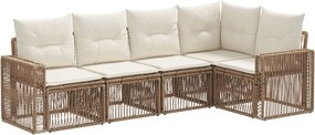 vidaXL Σετ Καναπέ Κήπου 5 pcs Μπεζ και Κρέμ συνθετικό ρατάν