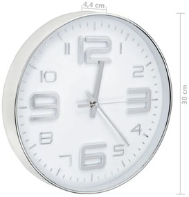 vidaXL Ρολόι Τοίχου Ασημί 30 εκ.
