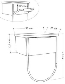 Κομοδίνο μελαμίνης Norfolk Megapap χρώμα λευκό 33x25x44εκ.