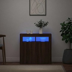 vidaXL Ντουλάπι με LED Καφέ Δρυς 80 x 35 x 75 εκ.