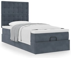 vidaXL Οθωμανικό κρεβάτι με στρώματα Σκούρο γκρι 80x200cm Velvet
