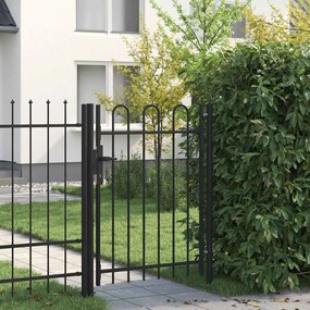 vidaXL Καγκελόπορτα Μονή με Αψιδωτή Κορυφή Μαύρη 1 x 1,2 μ. Ατσάλινη