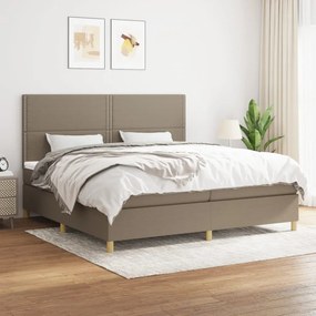 Κρεβάτι Boxspring με Στρώμα Taupe 200x200 εκ. Υφασμάτινο - Μπεζ-Γκρι