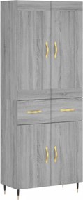 vidaXL Ντουλάπι Γκρι Sonoma 69,5 x 34 x 180 εκ. Επεξεργασμένο Ξύλο