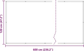 vidaXL Οθόνη Μπαλκονιού Μπορντό 120 x 600 cm