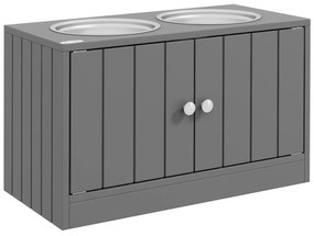 PawHut Υψωμένο Σταθμός Τροφοδοσίας με 2 Ανοξείδωτα Μπολ και 44 L Χώρο Αποθήκευσης, Μαγνητικές Πόρτες, για Μεγάλους Σκύλους, Γκρι