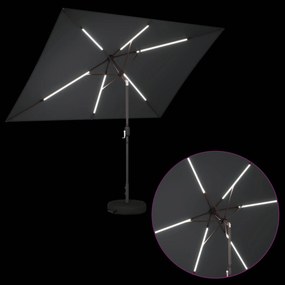 vidaXL Ομπρέλα Κήπου με LED Φώτα και Βάση 200 x 300 cm Πολυεστέρας