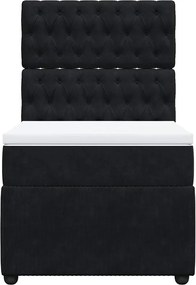 vidaXL Κρεβάτι Boxspring με Στρώμα Μαύρο 90x200 εκ. Βελούδινο
