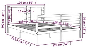 Πλαίσιο Κρεβατιού Λευκό 120x190 εκ Μασίφ Πεύκο Small Double - Λευκό