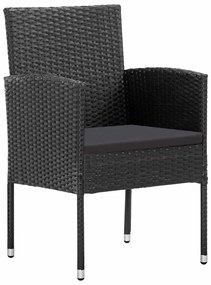 vidaXL Σέτ φαγητού για κήπο με μαξιλάρι 5 pcs Μαύρο Πολυ ράταν