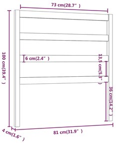 vidaXL Κεφαλάρι Κρεβατιού Μελί 81 x 4 x 100 εκ. από Μασίφ Ξύλο Πεύκου