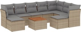 vidaXL Patio Sofa Set 9-θέσια Μίξη μπεζ και ανοιχτό γκρι