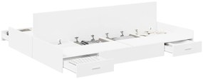 vidaXL Κρεβάτι με αποθηκευτικό χώρο Λευκό 140 x 190 cm Ματ ιμάντας